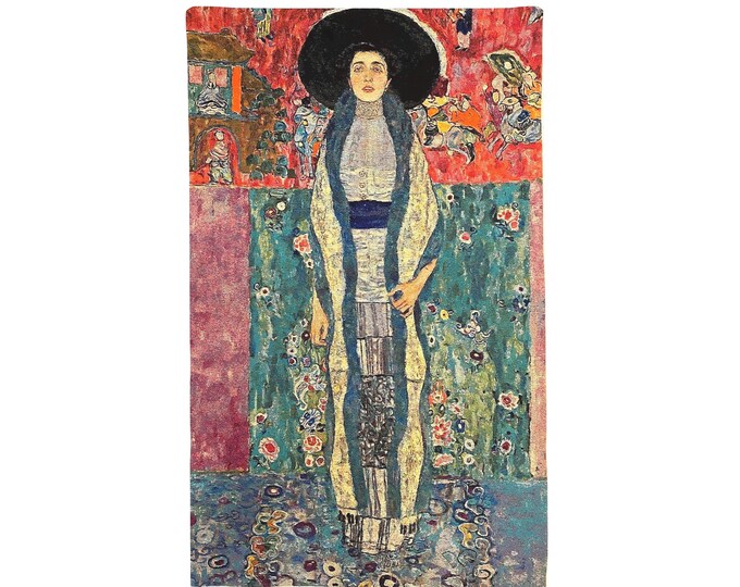 GUSTAV KLIMT Adele Bloch Bauer 28" x 46", 71cm x 118cm BELGIAN Jacquard Woven Hand Finished Tapestry, Lined with Hanging Rod Sleeve