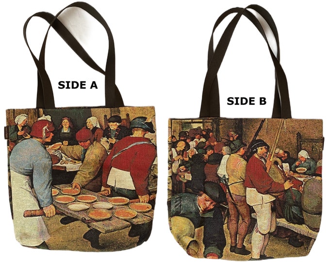BRUEGEL Brueghel Peasant Wedding BELGIAN Tapestry Woven Hand Finished Large Tote Shoulder Bag Handbag, 46cm x 46cm 18" x 18" Excl. Handles