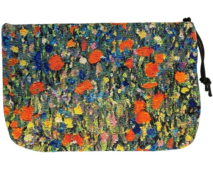 Gustav Klimt Poppy Field, Hand Finished BELGIAN TAPESTRY Trousse Purse Pouch Toiletry Cosmetic Bag 20CM X 15CM, with zip