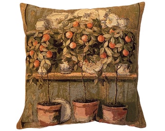 ORANGERY Orangerie, BELGIAN Jacquard WOVEN Hand Finished Tapestry Pillow Cushion Cover, 45cm x 45cm 18" x 18"