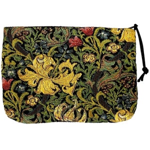 William Morris Goldene Lilie Muster, Handgefertigte BELGISCHE TAPESTRY Trousse Geldbörse Beutel Kulturbeutel Kosmetiktasche 20 cm x 15 cm, mit Reißverschluss