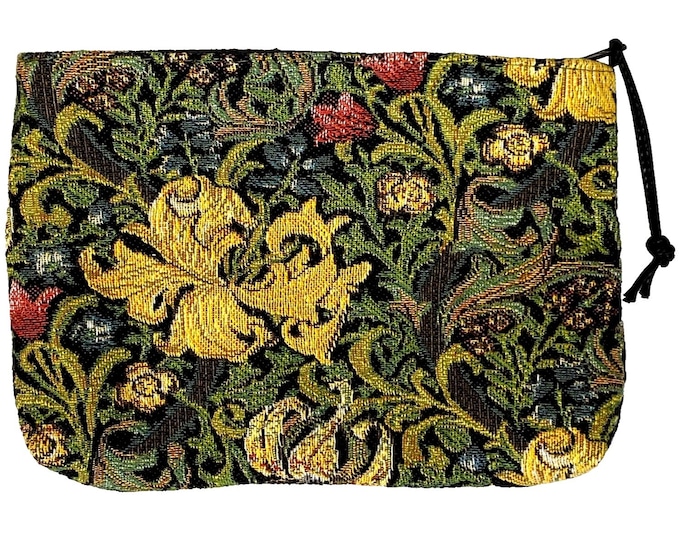 WIlliam Morris Golden Lily Pattern, Hand Finished BELGIAN TAPESTRY Trousse Purse Pouch Toiletry Cosmetic Bag 20CM X 15CM, with zip