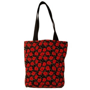 BELGIAN Tapestry Woven Hand Finished Tote Shoulder Bag Handbag, Small POPPIES Flowers, Fauve Fine Arts, 38cm x 34cm Excluding Handles