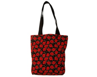 BELGIAN Tapestry Woven Hand Finished Tote Shoulder Bag Handbag, Small POPPIES Flowers, Fauve Fine Arts, 38cm x 34cm Excluding Handles