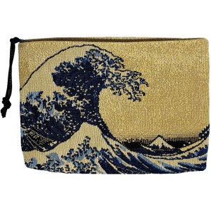 Hokusai La Gran Ola, TAPIZ BELGA Acabado a Mano Trousse Monedero Bolsa de Aseo Neceser Cosmético 20CM X 15CM, con cremallera
