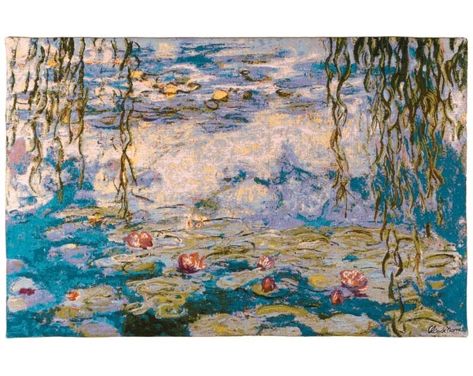 Claude MONET Nympheas Water Lilies Belgian Jacquard Woven Hand Finished Tapestry Wall Hanging, Lined, Rod Sleeve, 60cm x 45cm, 23.5" x 17.5"