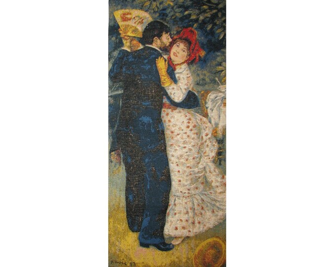 Auguste RENOIR Danse a la Campagne Country Dance Belgian Jacquard Woven Hand Finished Lined Tapestry Wall Hanging, 102cm x 45cm / 40" x 18"