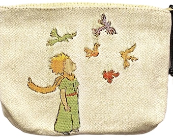 PETIT PRINCE With Birds Oiseaux, Hand Finished BELGIAN Tapestry Trousse Purse Pouch Toiletry Cosmetic Bag 20CM x 15CM, with zip