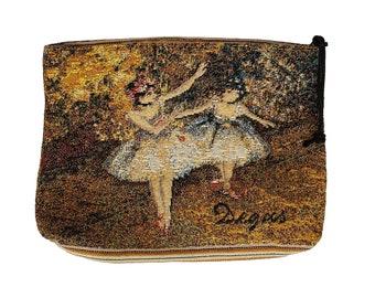 Edgar Degas, Two Ballet Dancers, Hand Finished BELGIAN TAPESTRY LARGE Trousse Purse Pouch Toiletry Cosmetic Bag 23CM X 16CM, with zip