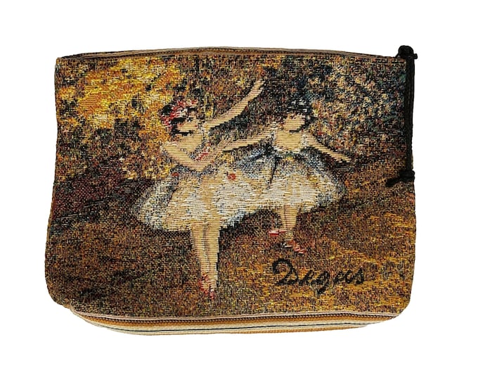Edgar Degas, Two Ballet Dancers, Hand Finished BELGIAN TAPESTRY LARGE Trousse Purse Pouch Toiletry Cosmetic Bag 23CM X 16CM, with zip