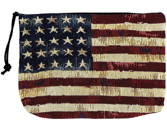Stars & Stripes USA Flag, Hand Finished BELGIAN TAPESTRY Trousse Purse Pouch Toiletry Cosmetic Bag 20CM X 15CM, with zip