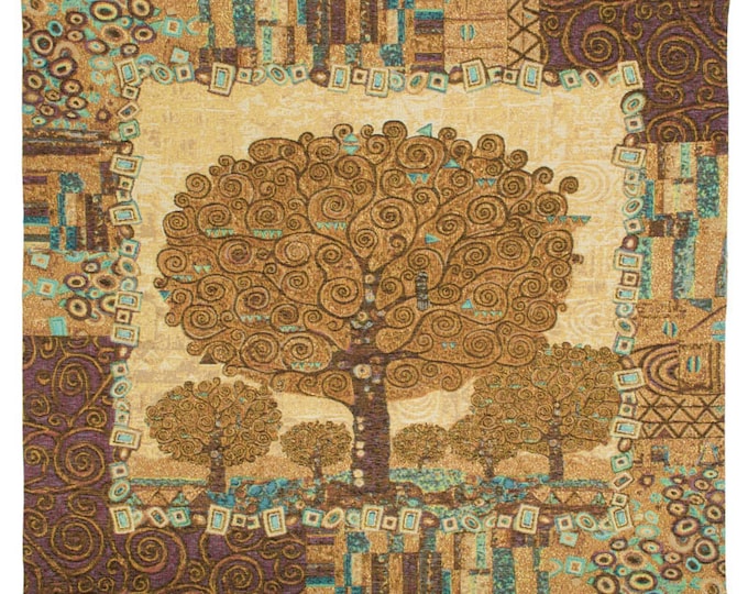 GUSTAV KLIMT Tree of Life 2,  High Quality BELGIAN Jacquard Woven Hand Finished Tapestry Wall Hanging, Lined, with Rod Sleeve