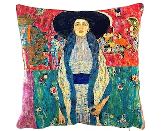 Gustav KLIMT Adele Bloche Bauer BELGIAN Jacquard WOVEN Hand Finished Tapestry Pillow Cushion Cover with Gold Lurex, 46cm x 46cm, 18" x 18"