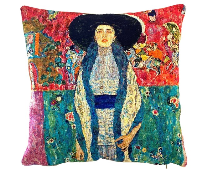 Gustav KLIMT Adele Bloche Bauer BELGIAN Jacquard WOVEN Hand Finished Tapestry Pillow Cushion Cover with Gold Lurex, 46cm x 46cm, 18" x 18"