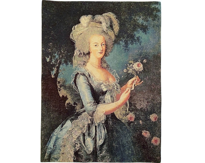 Portrait of Marie ANTOINETTE, 46cm x 62cm / 18.2" x 24.5" BELGIAN Belgium jacquard woven tapestry wall hanging, fully lined with rod sleeve