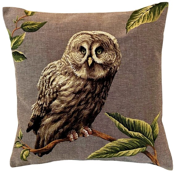 黄褐色のフクロウ ベルギー製 ジャカード織り 手仕上げ フォーヴ