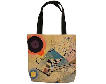 KANDINSKY Composition VIII A BELGIAN Tapestry Woven Hand Finished Large Tote Shoulder Bag Handbag, Size 46cm x 46cm 18" x 18" Excl. Handles