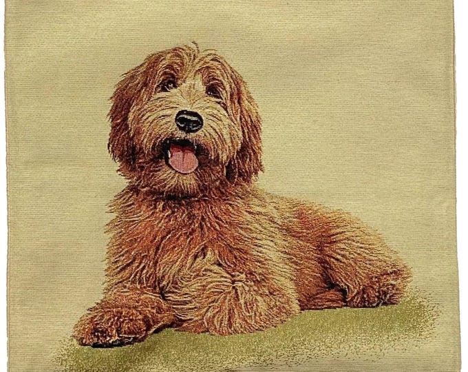 Bichon Frisé Dog Hand Finished Tapestry Pillow Cushion Cover, Zip, Soft Touch Velvet Cotton Reverse 44cm x 44cm 17" x 17"