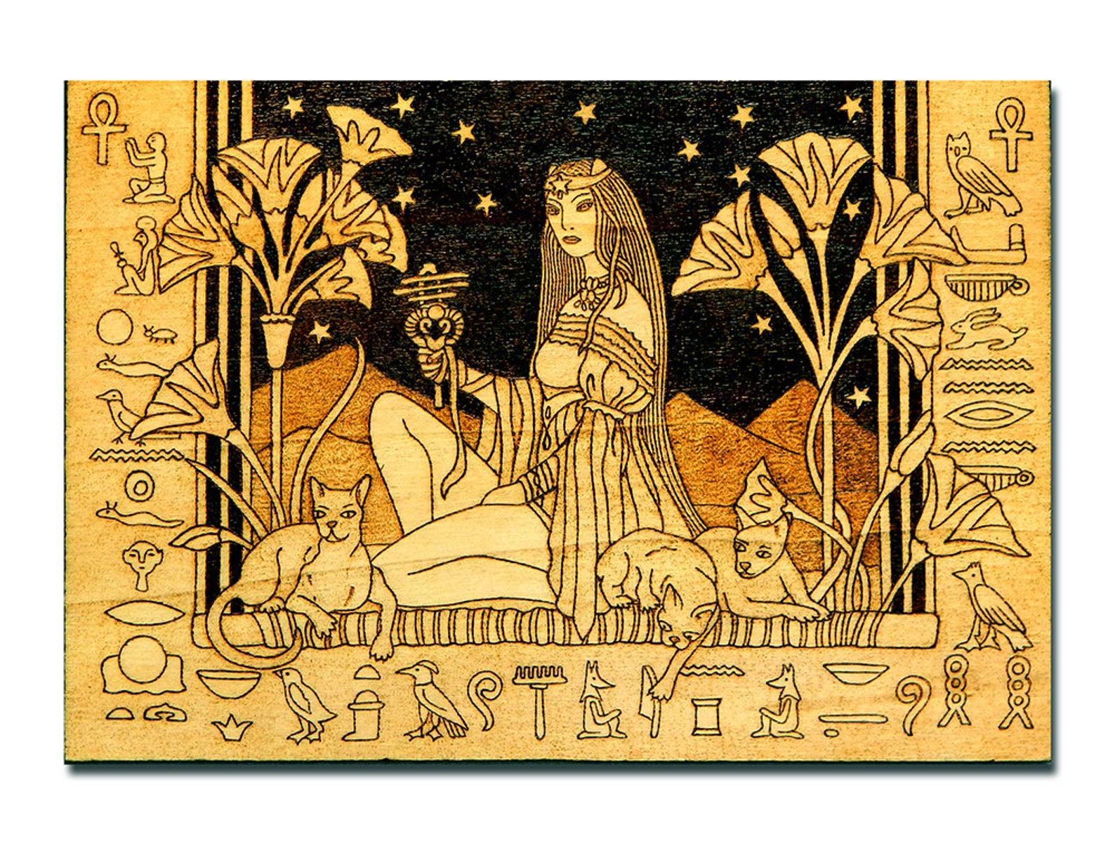 Bastet Egyptian Goddess Cat Goddess Pagan Goddess Pyrography Etsy