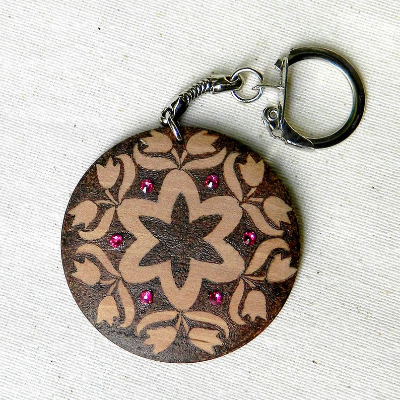 Personalized gift wooden keychain handmade keychain tribal image 3