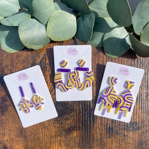 Groovy Purple & Gold Collection | LSU Earrings | Clay Earrings | Handmade Earrings