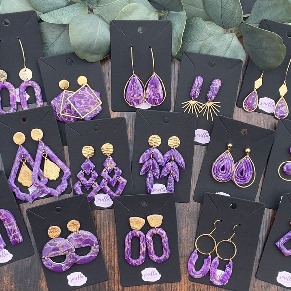 Purple & Gold Marble Collection | LSU Earrings | Clay Earrings | Handmade Earrings
