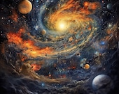 Digital Wall Art Universe, Space, Cosmic Galaxy. Colourful Print. Gift For Birthdays, Holidays, Office and Home Decor- Digital Download