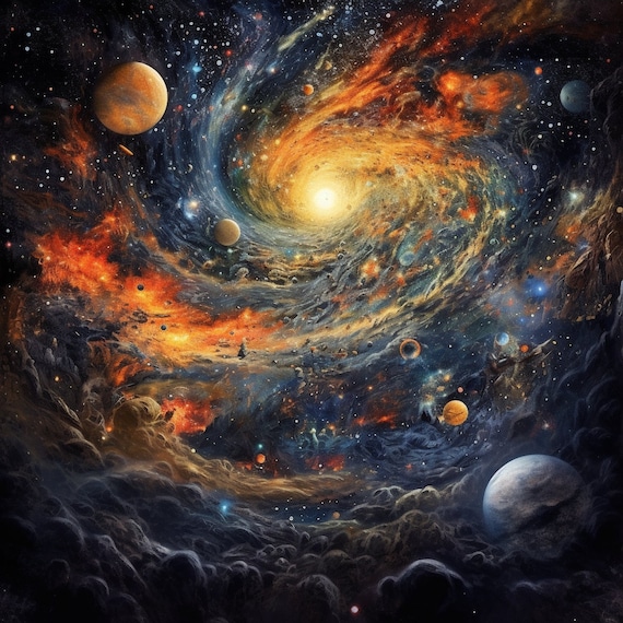 Digital Wall Art Universe, Space, Cosmic Galaxy. Colourful Print. Gift For Birthdays, Holidays, Office and Home Decor- Digital Download