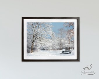 冬のワンダーランドを歩く、冬の雪の写真、即時ダウンロード、印刷可能な冬の風景の壁アート