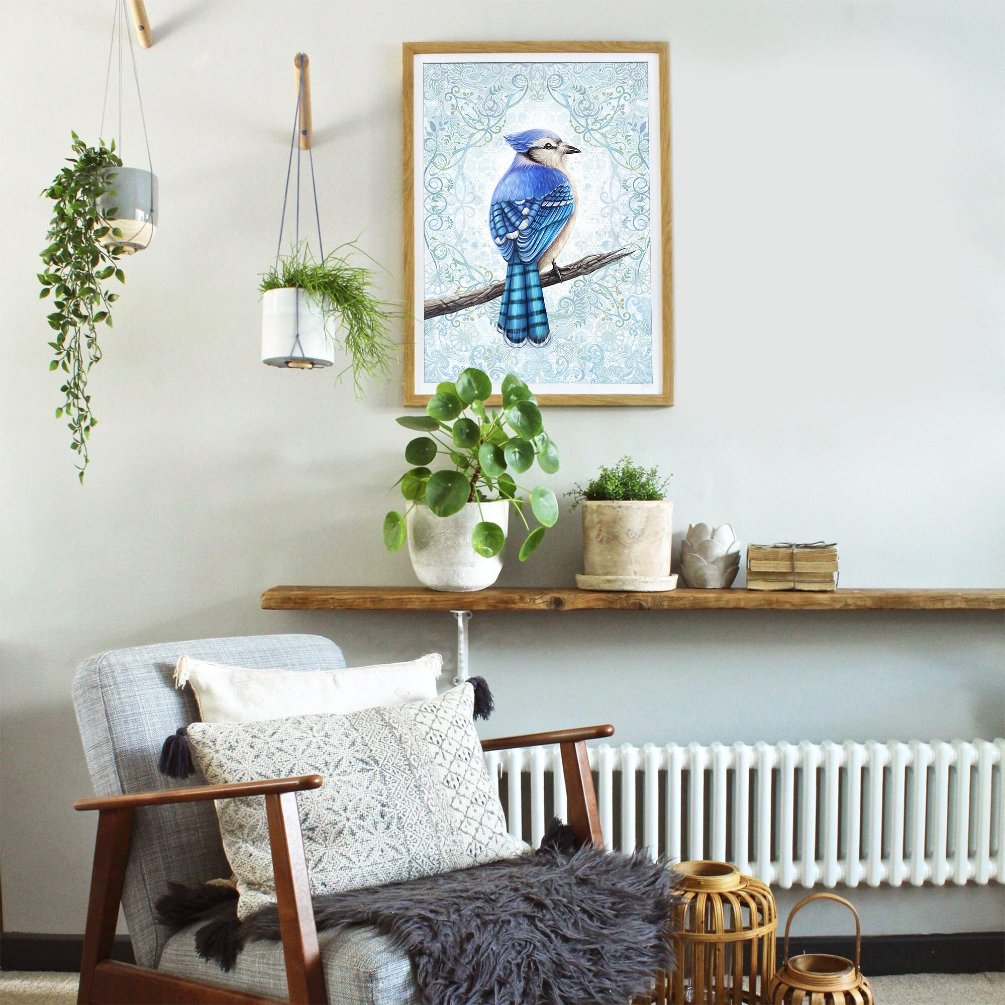 Blue Jays Wall Art, Bird Design, Spring Art Print, Nature Illustration