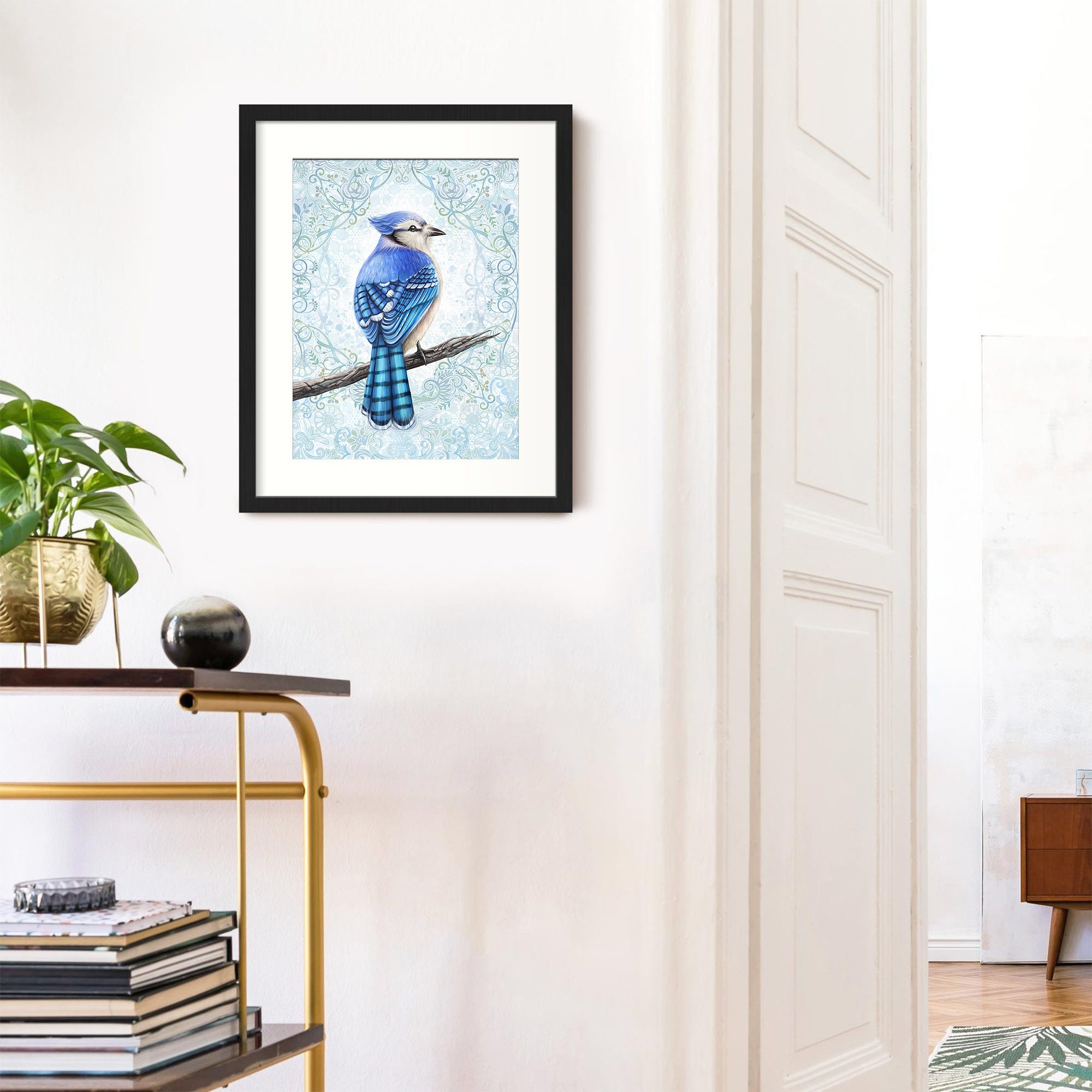 Blue Jays Wall Art, Bird Design, Spring Art Print, Nature Illustration