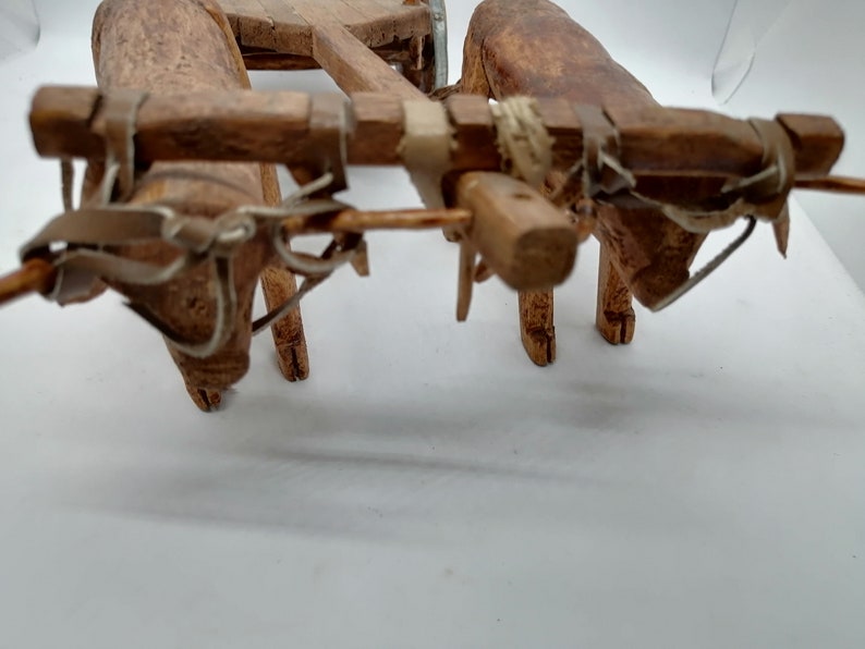 Vintage Big Ox Cart handmade in wood handcrafted Rare Collectible bullock wain 14 inches image 8
