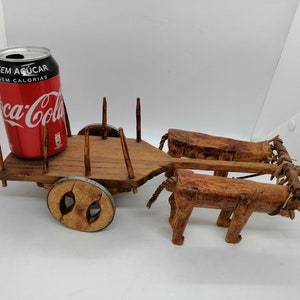 Vintage Big Ox Cart handmade in wood handcrafted Rare Collectible bullock wain 14 inches image 2