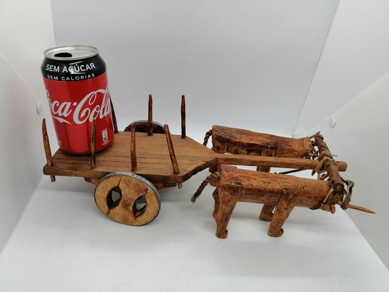 Vintage Big Ox Cart handmade in wood handcrafted Rare Collectible bullock wain 14 inches image 2