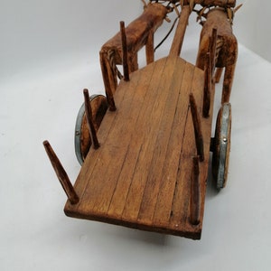 Vintage Big Ox Cart handmade in wood handcrafted Rare Collectible bullock wain 14 inches image 4