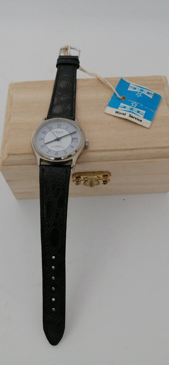 NOS Vintage with tag Mens wristwatch FESA LUXE 19… - image 5