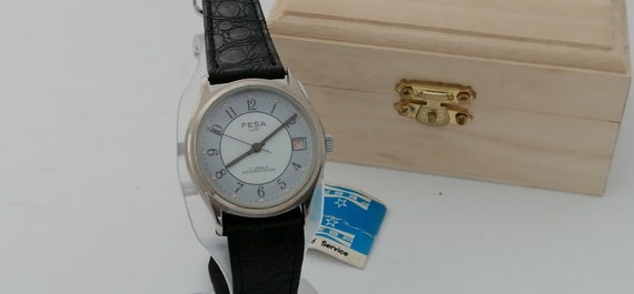NOS Vintage with tag Mens wristwatch FESA LUXE 19… - image 1