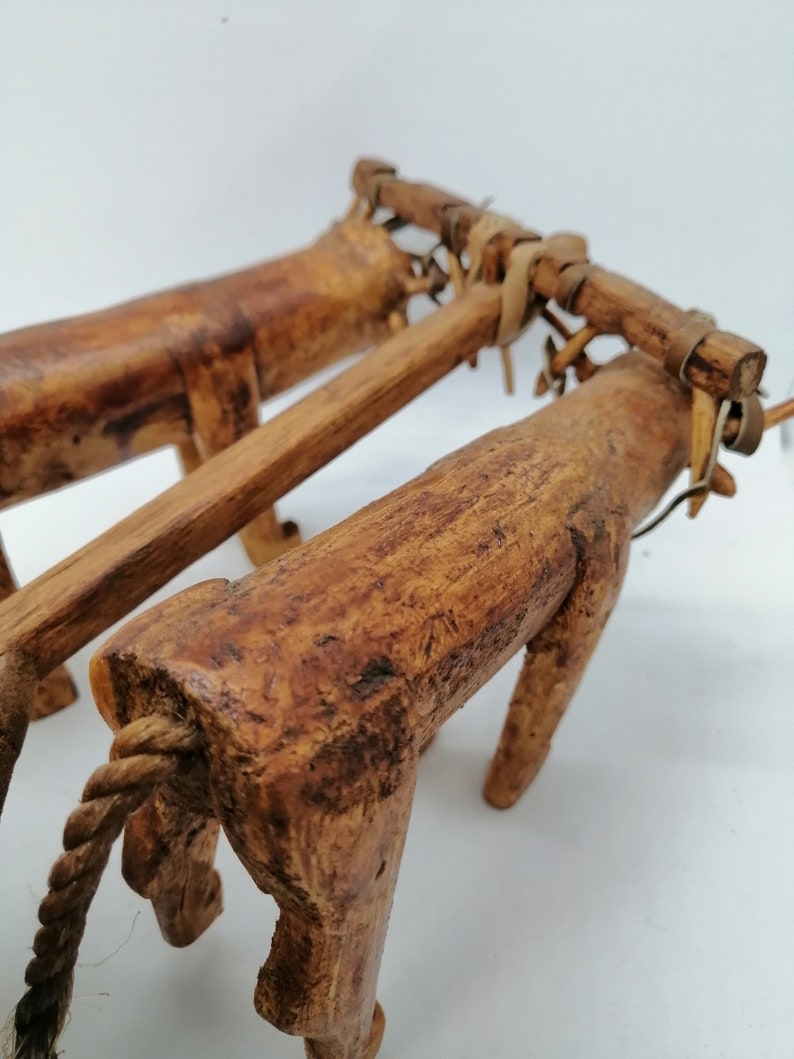 Vintage Big Ox Cart handmade in wood handcrafted Rare Collectible bullock wain 14 inches image 6