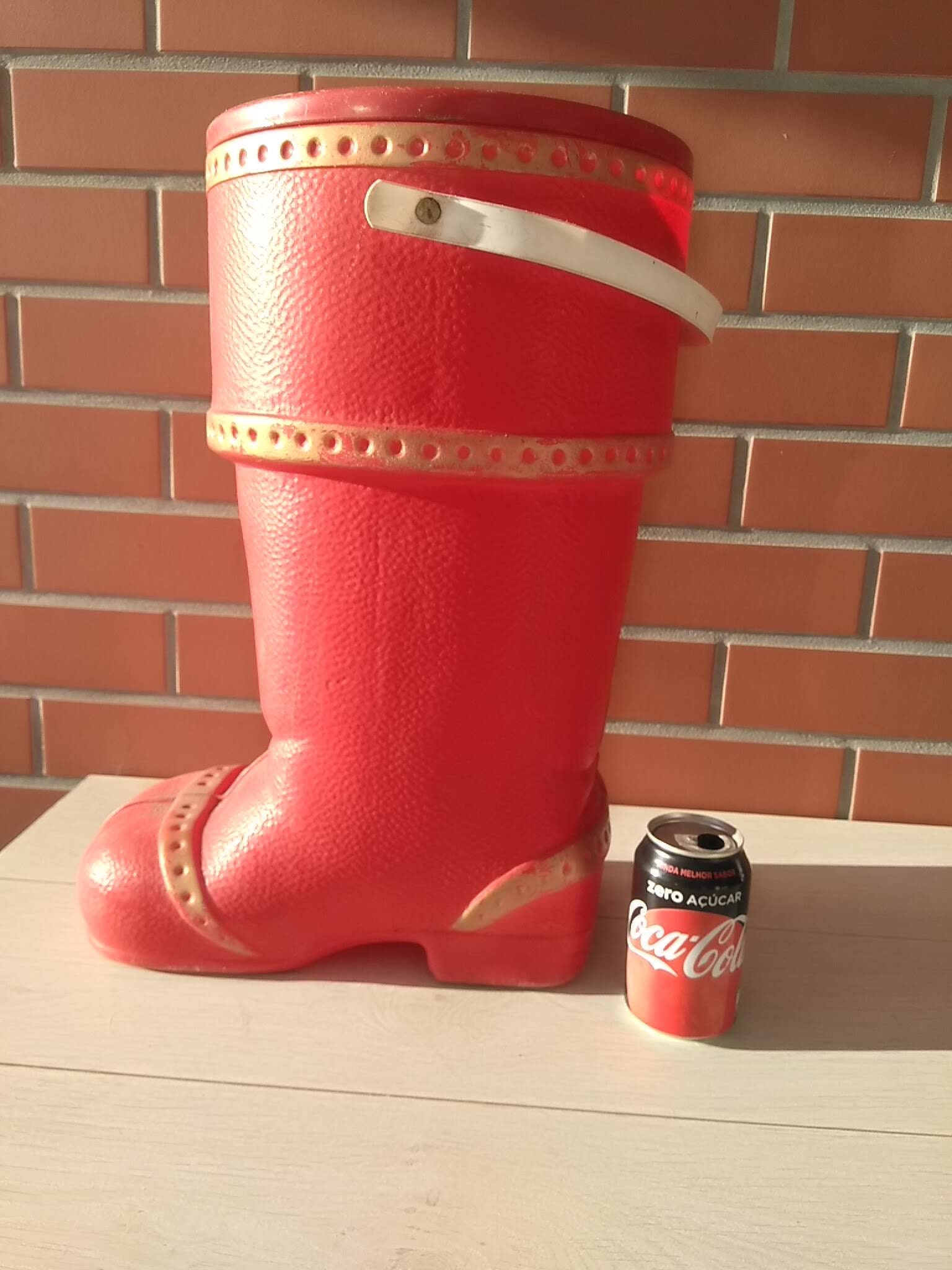 Amazing Vintage Unique Advertising Procter & Gamble France - BIG Red Christmas Boot height 19" - publicity from 80s