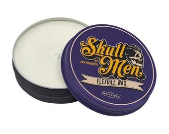 Skull Men Hair Wax pomade flexible hold mate finish style - vintage barber shop *100ml - 3.38 fl oz * Water-based Pomade - Paraben-Free