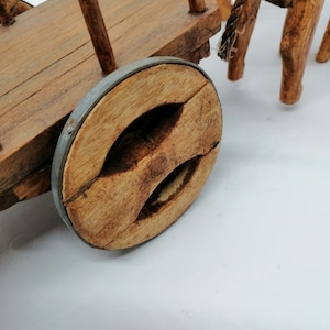 Vintage Big Ox Cart handmade in wood handcrafted Rare Collectible bullock wain 14 inches image 5