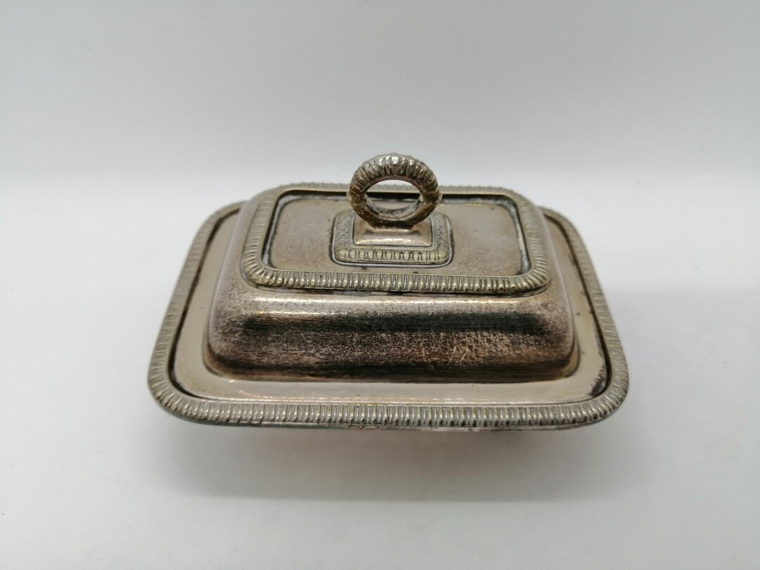 Antique Victorian Style Butter Dish Tray Silver Plated on Copper U