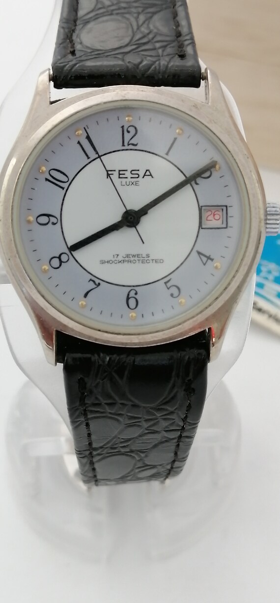 NOS Vintage with tag Mens wristwatch FESA LUXE 19… - image 2