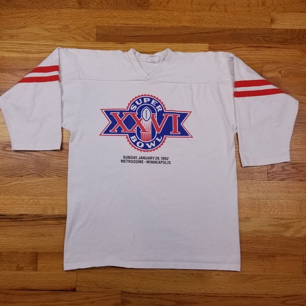 Vintage 80s Denver Broncos Super Bowl xxvi Jersey White Shirt With 2 Red Straps 1992 Size X Large XL