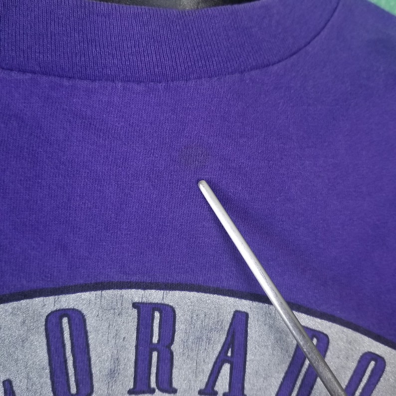 Vintage 90s Colorado Rockies Baseball Field Nut Meg 1992 Purple T Shirt Size Large L