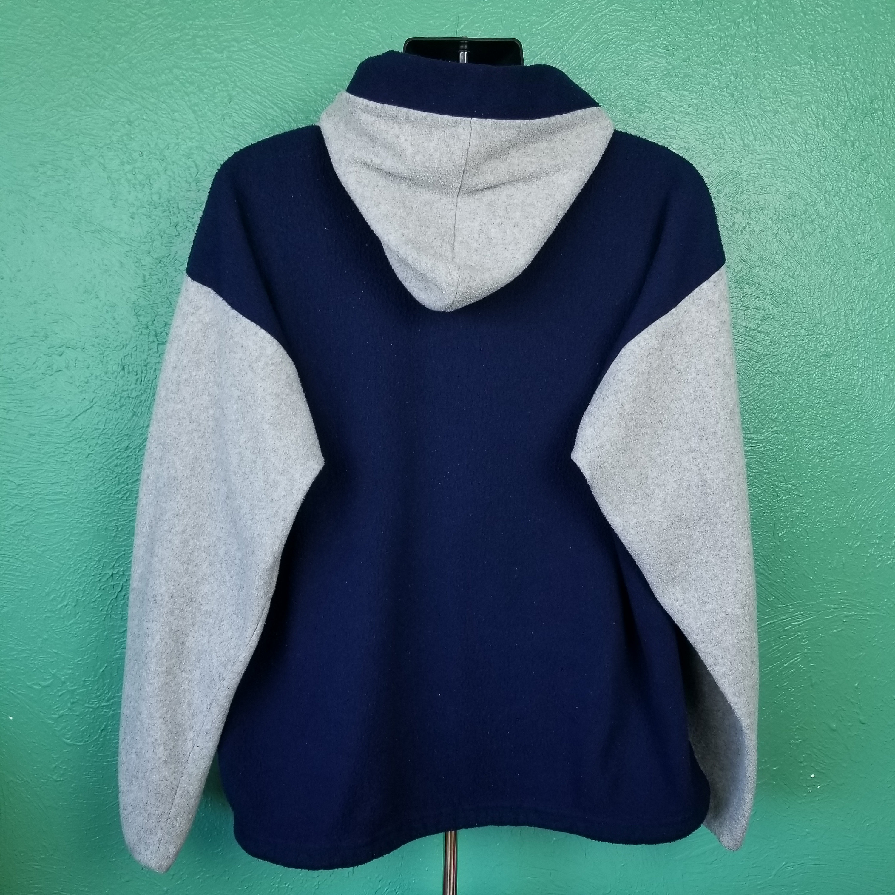 Vintage 90s Nike Big Center Check Swoosh Hoodie Fuzzy Blue