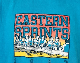Vintage 1987 Eastern Sprints Rowing Competition EARC Regatta Lake Georgetown University Syracuse University MIT Rutgers Northeastern shirt m