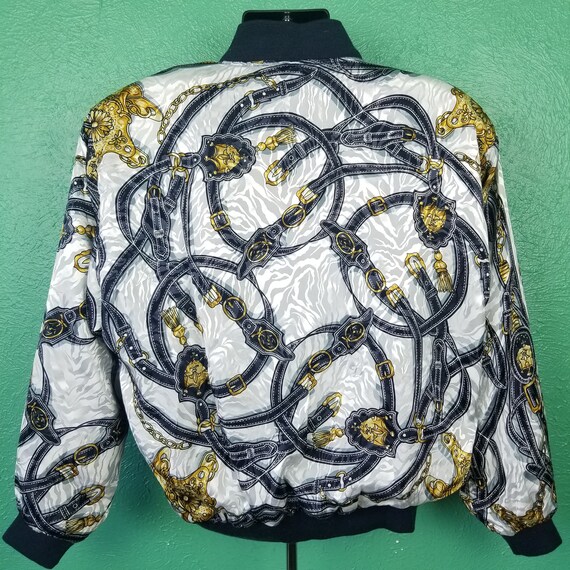 Vintage 80s Windbreaker Gold and Black Leather Be… - image 2