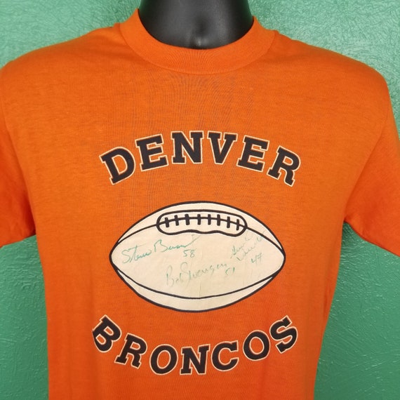 Vintage 80s Autographed Denver Broncos Orange Foo… - image 1