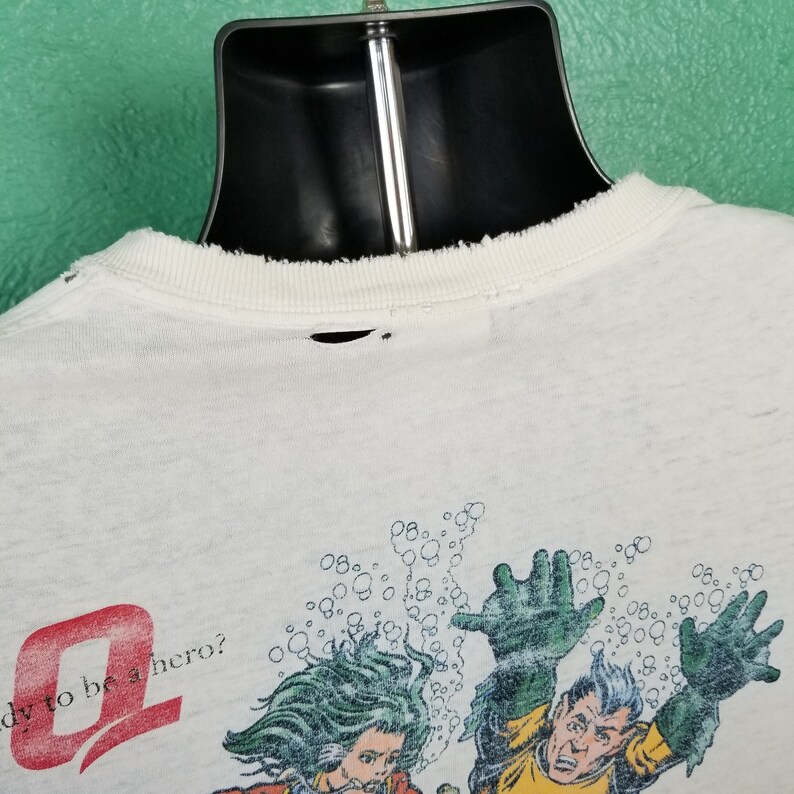 Vintage 90s CompaQ Ready to be Hero Information Technology Tech PC Computer Distressed White T Shirt Size XL